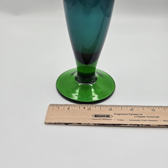 Vintage Blue Green Ombre Skinny Glass Vase - Picture 10 of 10